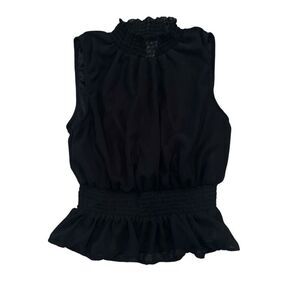 JAPNA Black Peplum Sleeveless Blouse Size L